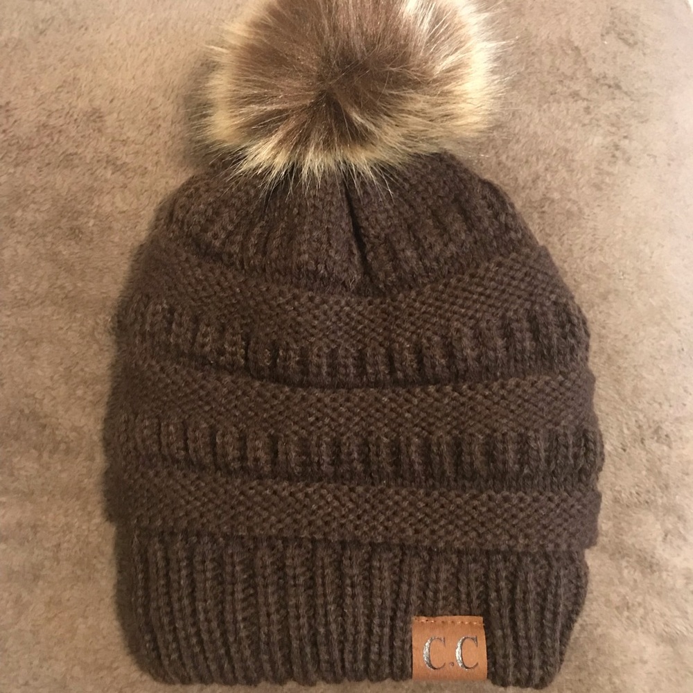 NEW CC Beanie Brown Pom Hat